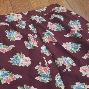 Hollister floral burgundy button up skirt